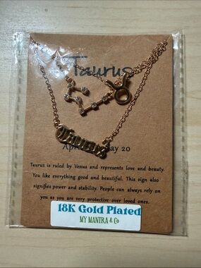 Set of 3 18k Gold Plated Taurus Necklaces